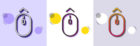 Swipe up mouse line icon. Halftone dotted pattern. Gradient icon with grain shadow. Scrolling arrow sign. Landing page scroll symbol. Line swipe up icon. Various designs. Vectorのイラスト素材