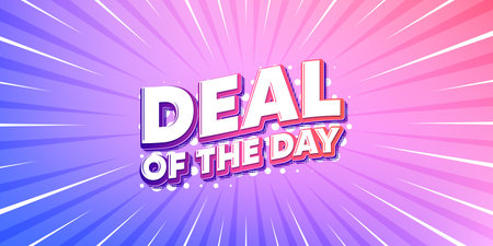 Day deal sun rays gradient banner. Light burst background. Deal of the day tag. Special offer price sign. Advertising discounts symbol. Gradient sun rays. Sunburst light. Vectorのイラスト素材