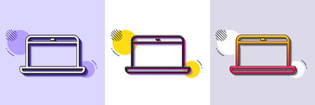 Laptop computer icon. Halftone dotted pattern. Gradient icon with grain shadow. Notebook sign. Portable personal computer symbol. Line laptop icon. Various designs. Vectorのイラスト素材
