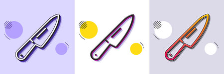 Knife line icon. Halftone dotted pattern. Gradient icon with grain shadow. Kitchen cutlery sign. Kitchenware utensils symbol. Line knife icon. Various designs. Vectorのイラスト素材