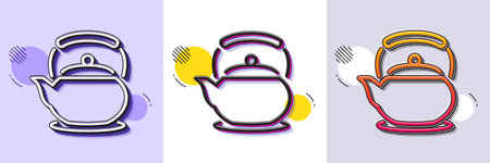 Teapot line icon. Halftone dotted pattern. Gradient icon with grain shadow. Hot drink sign. Fresh beverage in kettle symbol. Line teapot icon. Various designs. Vectorのイラスト素材
