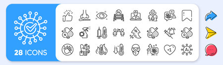 Mint bag, Coronavirus and Stress line icons. Interest rate, AI generate, Inflation icons. Pack of Thermometer, Low thermometer, Social distancing icon. Vectorのイラスト素材