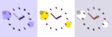 Time management line icon. Halftone dotted pattern. Gradient icon with grain shadow. Clock sign. Watch symbol. Line time icon. Various designs. Vectorのイラスト素材
