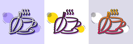 Mint Tea line icon. Halftone dotted pattern. Gradient icon with grain shadow. Fresh herbal beverage sign. Cup of drink symbol. Line mint tea icon. Various designs. Vectorのイラスト素材