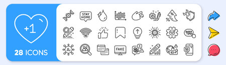 Calendar, Edit statistics and Quick tips line icons. Interest rate, AI generate, Inflation icons. Pack of 5g phone, 5g wifi, Stress icon. Project edit, Swipe up, Blood donation pictogram. Vectorのイラスト素材