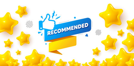 Recommended banner winner banner with 3d stars. Golden stars banner. Recommended paper banner. Best...