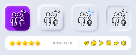 Sleep line icon. Neumorphic, Flat shadow, 3d buttons. Family night sign. Sleeping people symbol. Line sleep icon. Social media icons. Vectorのイラスト素材