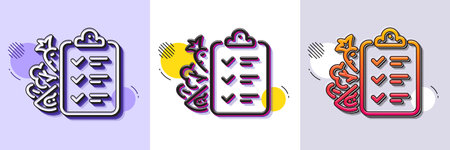 Diet menu line icon. Halftone dotted pattern. Gradient icon with grain shadow. Low calories food sign. Kcal checklist symbol. Line diet menu icon. Various designs. Vectorのイラスト素材