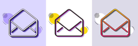 Mail line icon. Halftone dotted pattern. Gradient icon with grain shadow. Message correspondence...