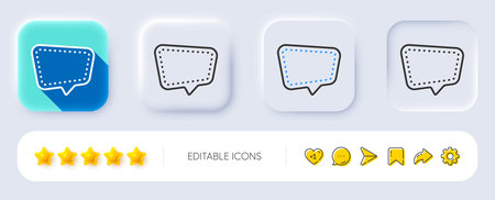 Chat comment line icon. Neumorphic, Flat shadow, 3d buttons. Speech bubble sign. Social media...