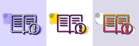Interesting facts line icon. Halftone dotted pattern. Gradient icon with grain shadow. Exclamation...