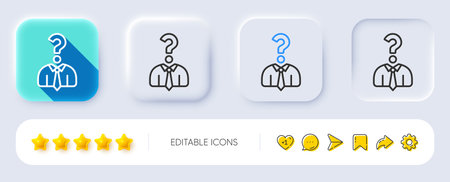 Business head hunting line icon. Neumorphic, Flat shadow, 3d buttons. Question sign. Human resources symbol. Line hiring employees icon. Social media icons. Vectorのイラスト素材