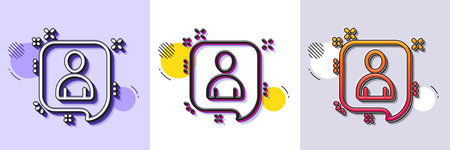 Developers chat line icon. Halftone dotted pattern. Gradient icon with grain shadow. Business management sign. Speech bubble symbol. Line developers chat icon. Various designs. Vectorのイラスト素材