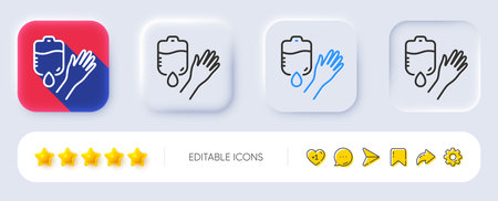 Donate blood line icon. Neumorphic, Flat shadow, 3d buttons. Medical donor sign. Plasma symbol. Line blood icon. Social media icons. Vectorのイラスト素材