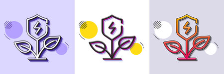Eco power line icon. Halftone dotted pattern. Gradient icon with grain shadow. Electric energy sign. Charging shield symbol. Line eco power icon. Various designs. Vectorのイラスト素材