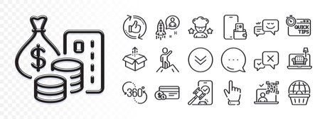 Furniture, Refresh like and Payment method line icons for web app. Glare of light effect. Message icon. Pack of Qr code, Online shopping, Money pictogram icons. Vectorのイラスト素材