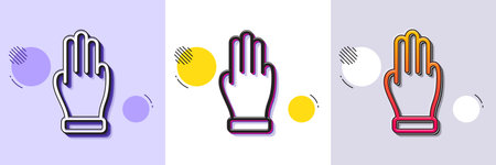 Three fingers hand line icon. Halftone dotted pattern. Gradient icon with grain shadow. Click palm sign. Gesture symbol. Line three fingers icon. Various designs. Vectorのイラスト素材