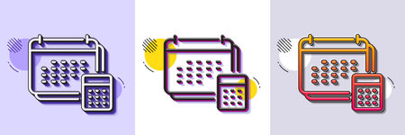Accounting calendar line icon. Halftone dotted pattern. Gradient icon with grain shadow. Calculate annual report sign. Planner calculator symbol. Line account icon. Various designs. Vectorのイラスト素材