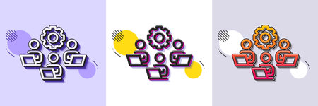 Teamwork line icon. Halftone dotted pattern. Gradient icon with grain shadow. Remote office sign. Team employees symbol. Line teamwork icon. Various designs. Vectorのイラスト素材
