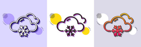 Snow weather forecast line icon. Halftone dotted pattern. Gradient icon with grain shadow. Clouds with snowflake sign. Cloudy sky symbol. Line snow weather icon. Various designs. Vectorのイラスト素材