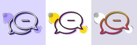 Dots message line icon. Halftone dotted pattern. Gradient icon with grain shadow. Chat comment sign....