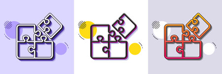 Puzzle line icon. Halftone dotted pattern. Gradient icon with grain shadow. Engineering strategy sign. Line puzzle icon. Various designs. Vectorのイラスト素材