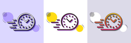 Fast delivery line icon. Halftone dotted pattern. Gradient icon with grain shadow. Time sign. Line...
