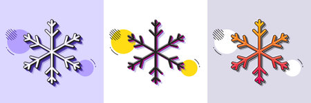 Snow weather forecast line icon. Halftone dotted pattern. Gradient icon with grain shadow. Winter snowflake sign. Air conditioning symbol. Line snowflake icon. Various designs. Vectorのイラスト素材