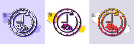 48 hours line icon. Halftone dotted pattern. Gradient icon with grain shadow. Delivery service sign. Line 48 hours icon. Various designs. Vectorのイラスト素材