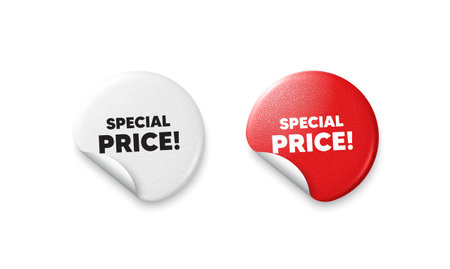 Special price sticker tags. Glitter paper price badge. Special price tag. Sale sign. Advertising Discounts symbol. Offer round sticker. Promo banner. Vectorのイラスト素材