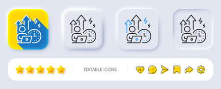 Difficult stress grows line icon. Neumorphic, Flat shadow, 3d buttons. Work pressure sign. Mental health symbol. Line difficult stress icon. Social media icons. Vectorのイラスト素材