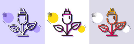 Eco power line icon. Halftone dotted pattern. Gradient icon with grain shadow. Electric energy sign. Charging plug symbol. Line eco power icon. Various designs. Vectorのイラスト素材