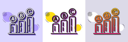 Graph line icon. Halftone dotted pattern. Gradient icon with grain shadow. Column chart sign. Ab test diagram symbol. Line graph chart icon. Various designs. Vectorのイラスト素材