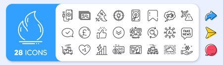 Idea, Consumption growth and Boxes pallet line icons. Interest rate, AI generate, Inflation icons. Pack of Image gallery, Search, Fake news icon. Vectorのイラスト素材