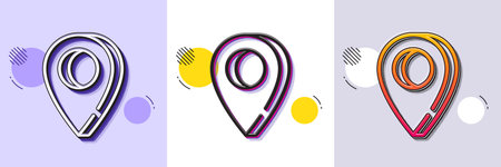 Pin line icon. Halftone dotted pattern. Gradient icon with grain shadow. Map pointer sign. Road locate symbol. Line pin icon. Various designs. Vectorのイラスト素材