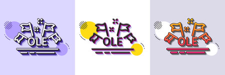 Ole chant line icon. Halftone dotted pattern. Gradient icon with grain shadow. Championship with flags sign. Sports event symbol. Line ole chant icon. Various designs. Vectorのイラスト素材