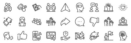 Washing hands, Empower and Pay money line icons pack. Share, Message, Paper plane icons. Stress,...