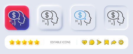 Pay line icon. Neumorphic, Flat shadow, 3d buttons. Think about money sign. Beggar symbol. Line pay icon. Social media icons. Vectorのイラスト素材