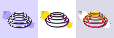 Dishes line icon. Halftone dotted pattern. Gradient icon with grain shadow. Tableware plates sign....