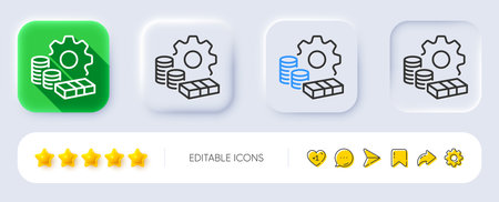 Money line icon. Neumorphic, Flat shadow, 3d buttons. Transfer payment sign. Bank account maintenance symbol. Line money icon. Social media icons. Vectorのイラスト素材