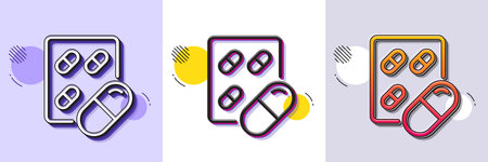 Capsule pill line icon. Halftone dotted pattern. Gradient icon with grain shadow. Medical drugs sign. Pharmacy medication symbol. Line capsule pill icon. Various designs. Vectorのイラスト素材