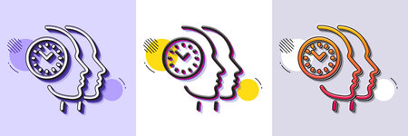 Time management line icon. Halftone dotted pattern. Gradient icon with grain shadow. Clock sign. Teamwork symbol. Line time management icon. Various designs. Vectorのイラスト素材