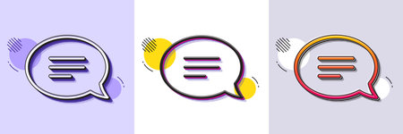 Chat line icon. Halftone dotted pattern. Gradient icon with grain shadow. Speech bubble sign. Communication or Comment symbol. Line chat icon. Various designs. Vectorのイラスト素材