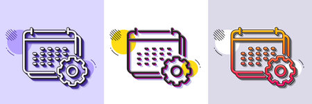 Calendar line icon. Halftone dotted pattern. Gradient icon with grain shadow. Annual planner sign. Event schedule symbol. Line calendar icon. Various designs. Vectorのイラスト素材