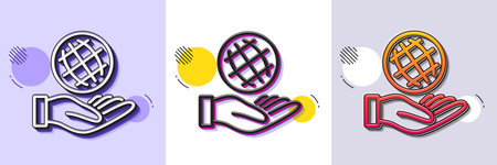 Safe planet line icon. Halftone dotted pattern. Gradient icon with grain shadow. World sign. Ecology symbol. Line safe planet icon. Various designs. Vectorのイラスト素材