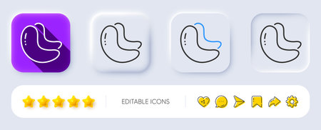 Cashew nut line icon. Neumorphic, Flat shadow, 3d buttons. Tasty nuts sign. Vegan food symbol. Line cashew nut icon. Social media icons. Vectorのイラスト素材