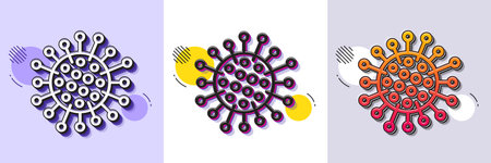 Coronavirus line icon. Halftone dotted pattern. Gradient icon with grain shadow. Covid-19 pandemic virus sign. Corona virus symbol. Line coronavirus icon. Various designs. Vectorのイラスト素材