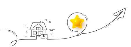 Home moving line icon. Continuous line with share plane. Packing things sign. Delivery service...