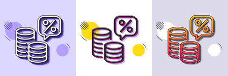 Money tax line icon. Halftone dotted pattern. Gradient icon with grain shadow. Cash tax rate sign. Financial interest symbol. Line money tax icon. Various designs. Vectorのイラスト素材