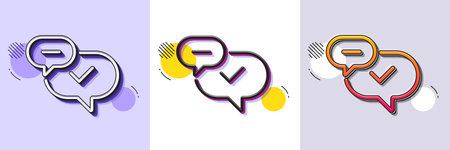 Check mark line icon. Halftone dotted pattern. Gradient icon with grain shadow. Approved sign....